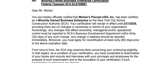 NYCSCA Minority Certification