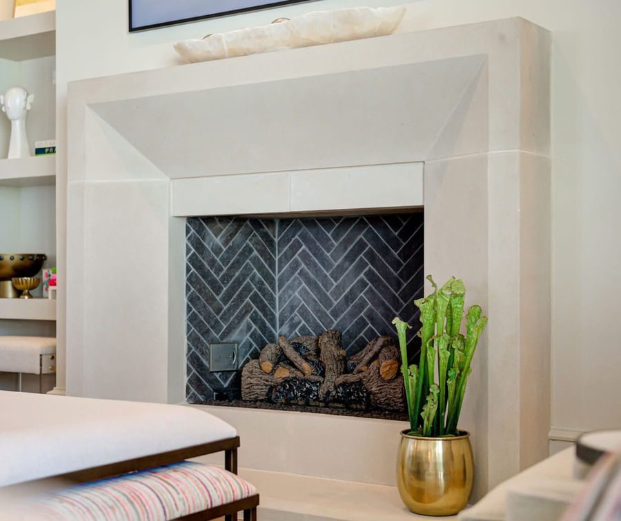 Chamfered Fireplace Mantle — precast concrete & cast stone, Mohan's Precast NYC