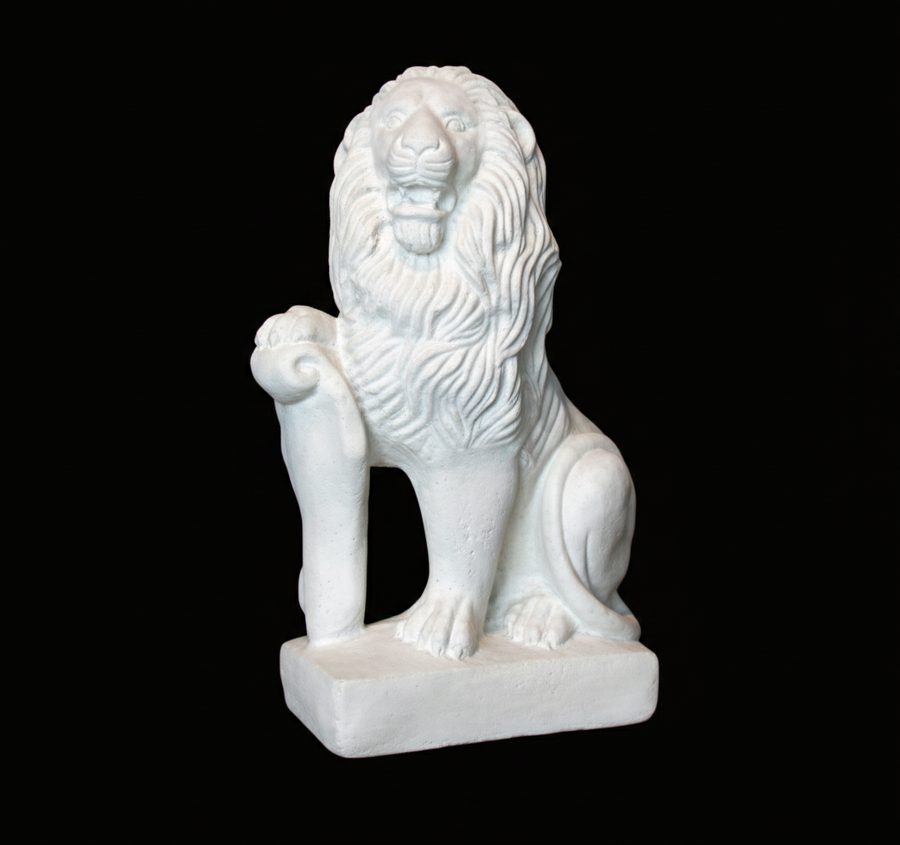 Left / Right Lion with Shield — precast concrete & cast stone, Mohan's Precast NYC
