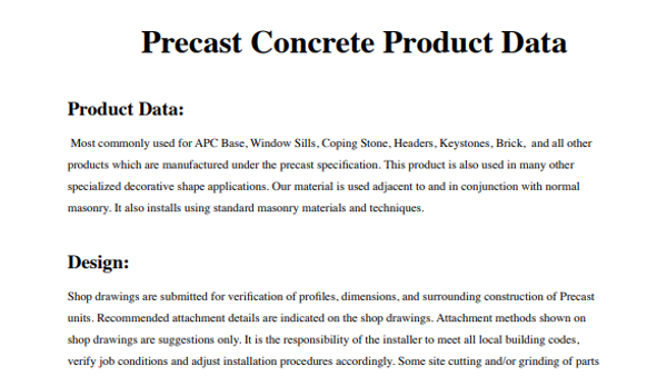 Mohan's Precast USA,INC.-Product Sheet